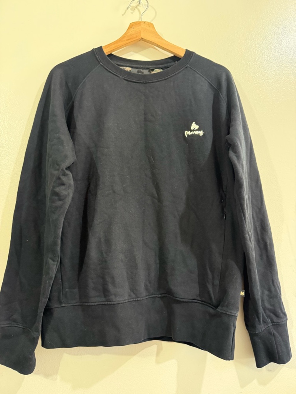 Money Men's Black Crewneck Sweatshirt with Small Embroidered Logo